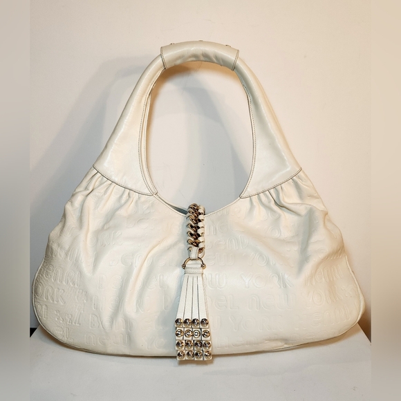 henri bendel Handbags - Henri bendel logo embossed ivory off-white hobo shoulder bag